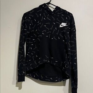 Nike Black Hoodie with White Swoosh Print